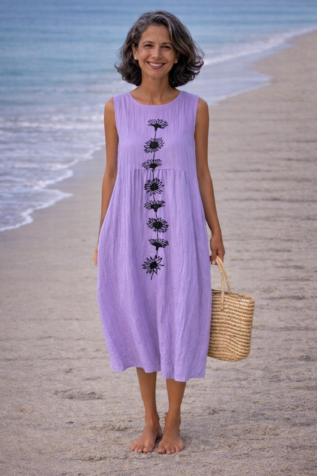 Sigridina | Blommig Mididress med Avslappnad Passform