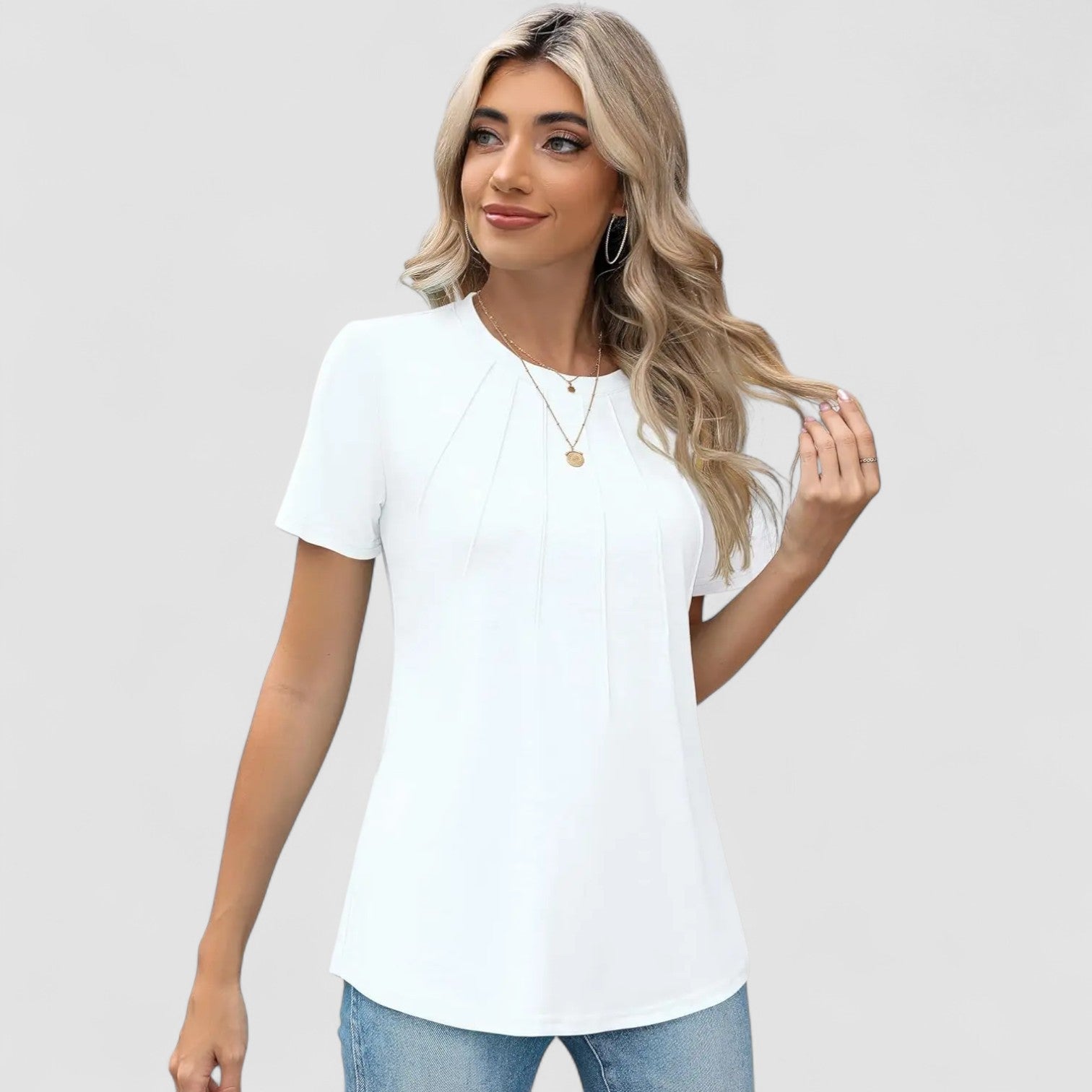 Cheron Paris™ | Noelie – Haut à manches courtes avec détails de couture