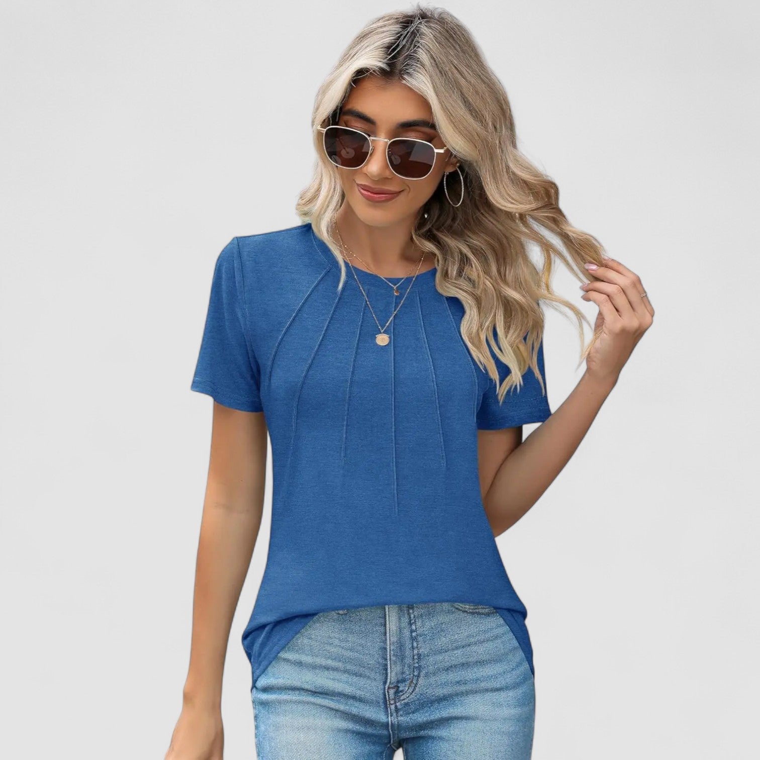 Cheron Paris™ | Noelie – Haut à manches courtes avec détails de couture