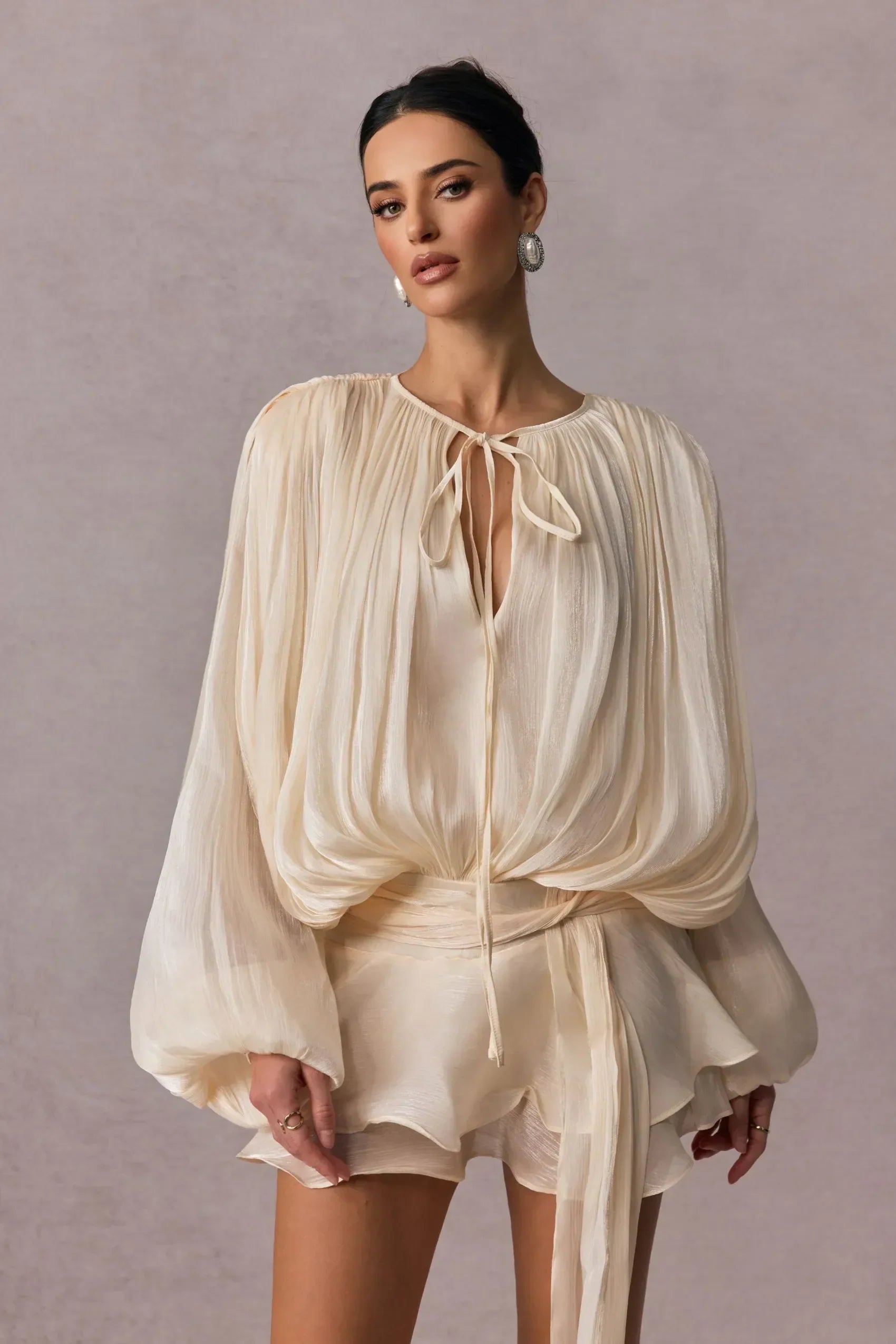 Cheron Paris | Robe Chemisier Évasée à Lacets