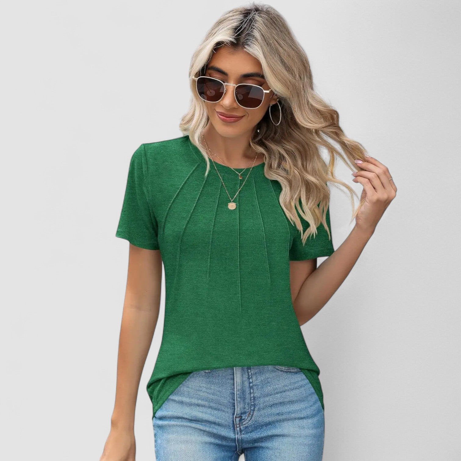 Cheron Paris™ | Noelie – Haut à manches courtes avec détails de couture